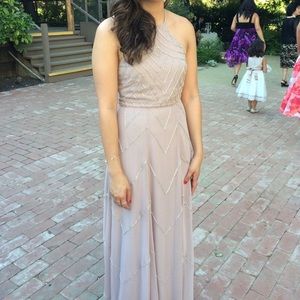 ASOS Taupe sequined floor length halter dress